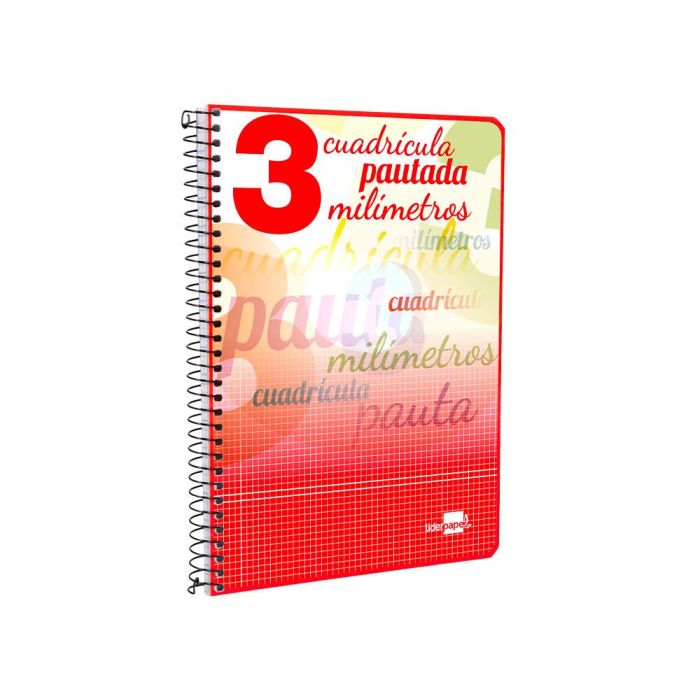 Cuaderno Espiral Liderpapel Cuarto Pautaguia Tapa Dura 80H75 gr Cuadro Pautado 3 mm Con Margen 6 unidades 9