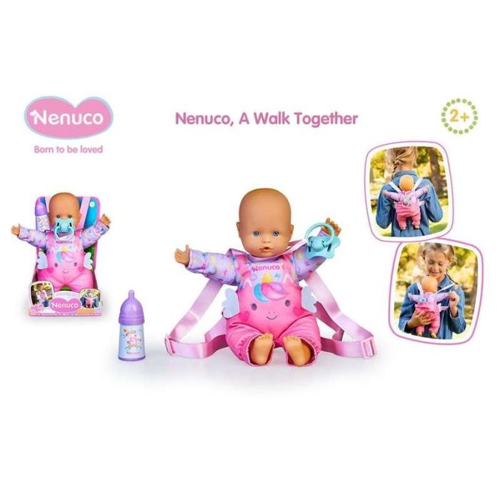 Nenuco Muñeco ¿Damos un Paseo? 35 cm con ropita para porteo o mochila, incluye biberón 2 Nenuco Muñeco ¿Damos un Paseo? 35 cm con ropita para porteo o mochila, incluye biberón 2