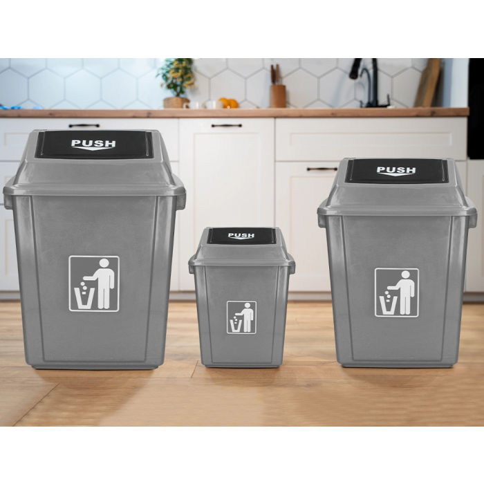 Q-connect Papelera Contenedor Plástico con Tapa de Balancín 58 Litros Gris 470x330x760 mm 8