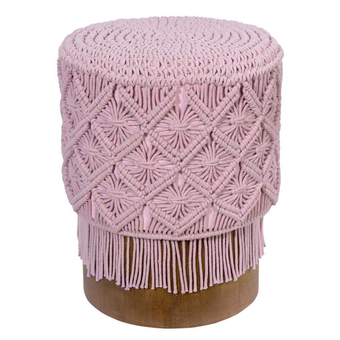 DKD Home Decor Reposapiés Boho Rosa Palo Marrón 43 x 43 x 51 cm