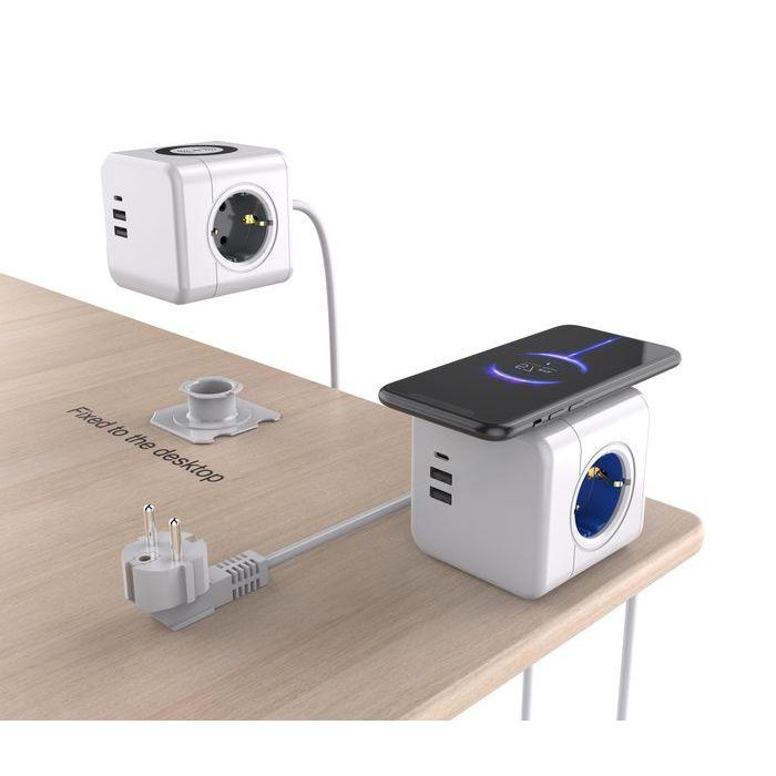 MicroConnect Power Cube with Wireless Charging, 3 Schuko outlets, 2 USB A ports, 1 USB-C port 1,5m cable White 4 MicroConnect Power Cube with Wireless Charging, 3 Schuko outlets, 2 USB A ports, 1 USB-C port 1,5m cable White 4