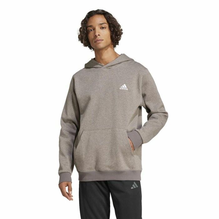 Sudadera con Capucha Hombre Adidas Seasonal Essentials Melange Hoodie Marrón Beige 5
