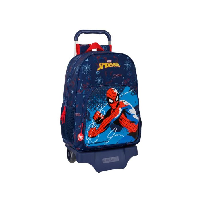 Mochila Escolar con Ruedas Spider-Man Neon Azul marino 33 x 42 x 14 cm