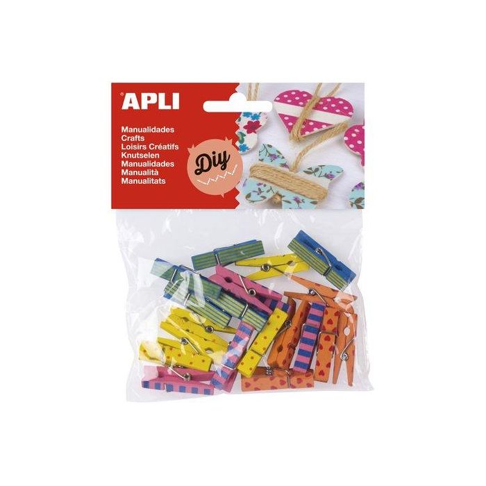 Pinzas Apli 35X7 Madera Colores Bolsa De 20 (Set de 5)