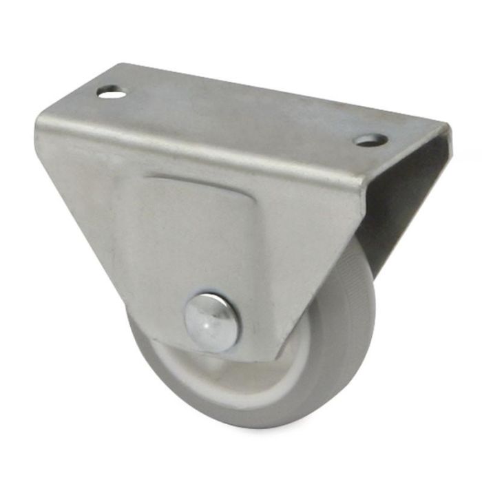 Q&Q Rueda Fija Truman con Aro de Goma Gris D39 H48 y Soporte de Acero Zincado