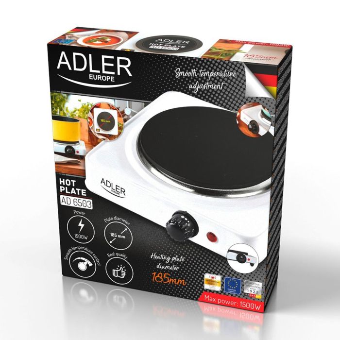 Adler Cocina Eléctrica 1 Fuego 1500W Blanca 25 x 28 x 7 cm 3 Adler Cocina Eléctrica 1 Fuego 1500W Blanca 25 x 28 x 7 cm 3