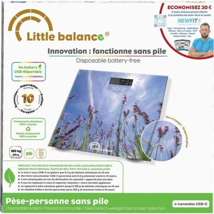 Little Balance LIT3760240788423 Báscula de Baño USB-C Color Lavanda 4