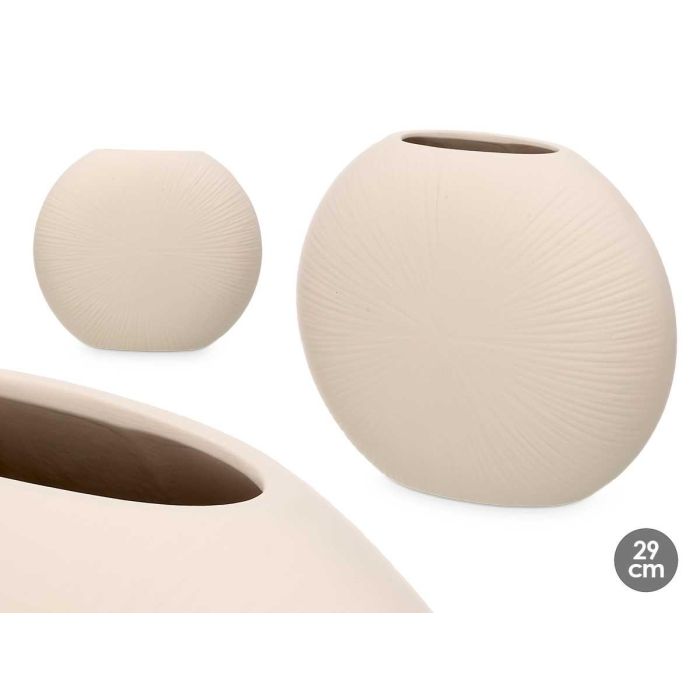 Jarrón de Cerámica Circular Beige 29 cm - Giftdecor (4 Unidades) Jarrón de Cerámica Circular Beige 29 cm - Giftdecor (4 Unidades)