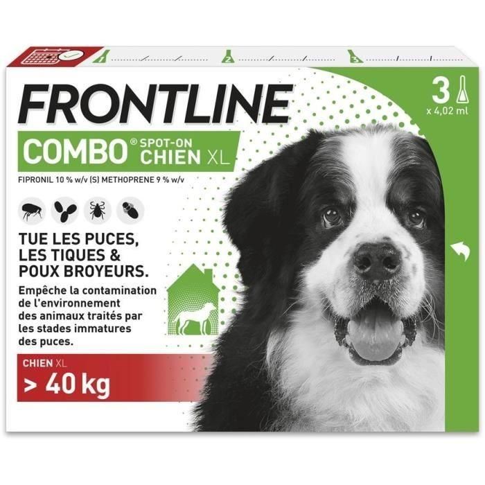 FRONTLINE 3 Pipetas antiparasitarias COMBO Perro > 40 kg - Pulgas, garrapatas, piojos masticadores FRONTLINE 3 Pipetas antiparasitarias COMBO Perro > 40 kg - Pulgas, garrapatas, piojos masticadores
