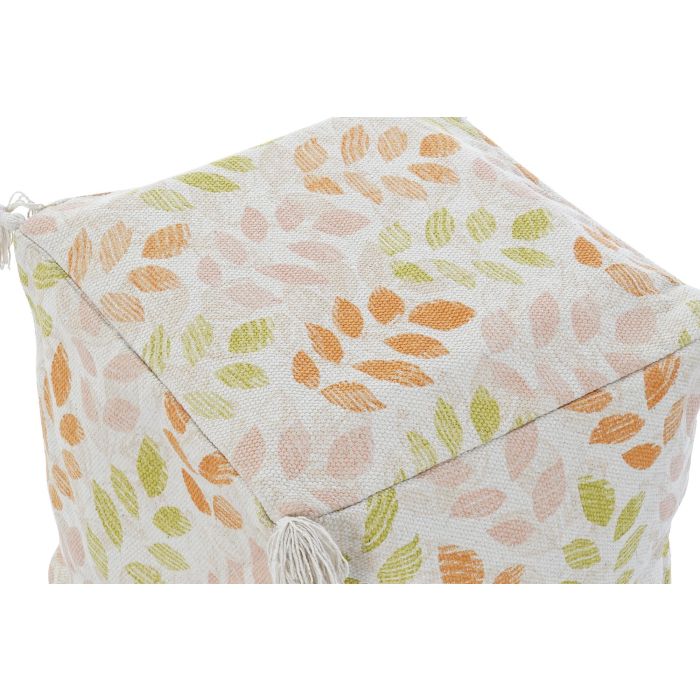 DKD Home Decor Cojín Suelo Shabby de Poliéster con Diseño Hojas, Multicolor Beige, 40x40x40 cm con Cremallera 1 DKD Home Decor Cojín Suelo Shabby de Poliéster con Diseño Hojas, Multicolor Beige, 40x40x40 cm con Cremallera 1