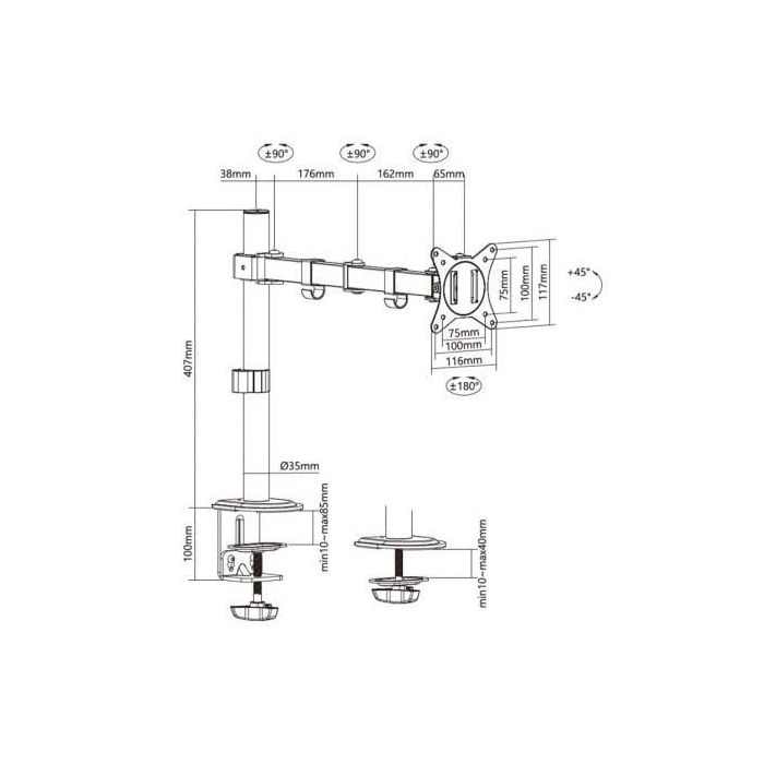 AISENS - SOPORTE DE MESA ECO GIRATORIO E INCLINABLE PARA 9KG (3 PIVOTES, 1 BRAZO) DE 17-32, NEGRO 3 AISENS - SOPORTE DE MESA ECO GIRATORIO E INCLINABLE PARA 9KG (3 PIVOTES, 1 BRAZO) DE 17-32, NEGRO 3
