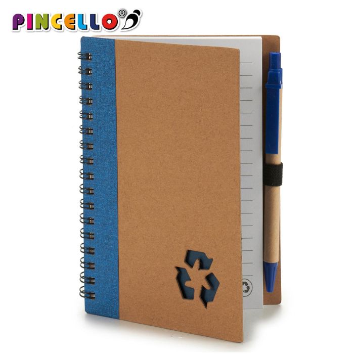 Libreta de cartón reciclado con boli 16x12 cm - Pincello (24 Unidades) 1 Libreta de cartón reciclado con boli 16x12 cm - Pincello (24 Unidades) 1
