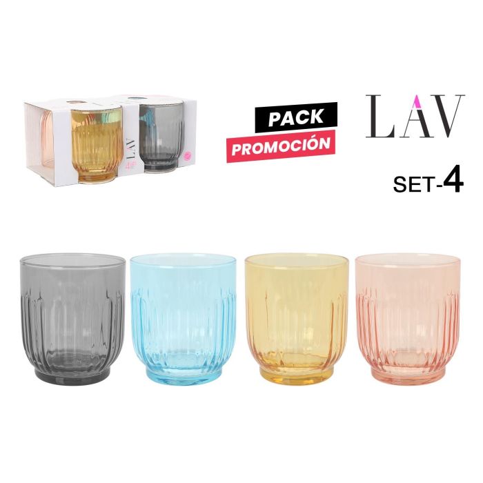 Set de 4 Vasos Tokyo 330 cc - LAV - Varios Colores (6 Cajas) Set de 4 Vasos Tokyo 330 cc - LAV - Varios Colores (6 Cajas)