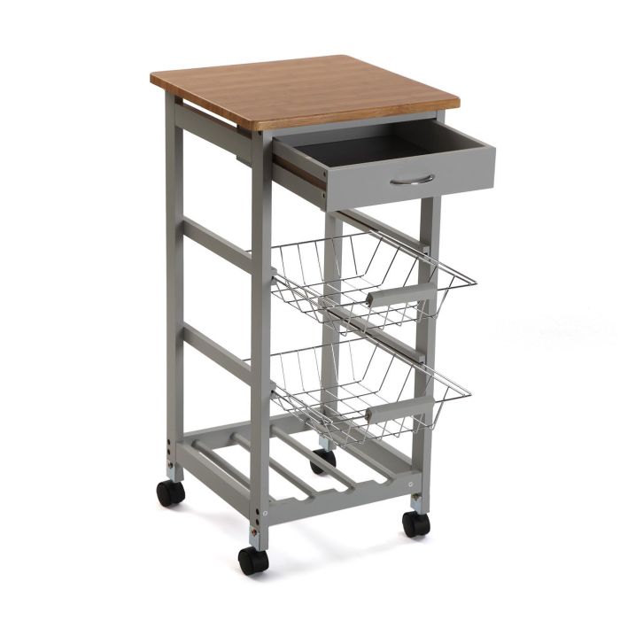 Carro C/ Ruedas 2 Cestas Gris Versa 37X76CM 2 Carro C/ Ruedas 2 Cestas Gris Versa 37X76CM 2