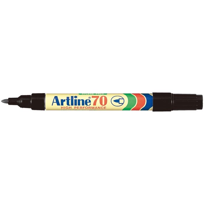 Rotulador Artline Marcador Permanente Ek-70 Negro Punta Redonda 1.5 mm Papel Metal Y Cristal 12 unidades 1