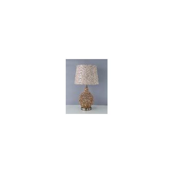 Lampara Sobremesa Balines DKD Home Decor Beige Natural 33 x 60 x 33 cm 1