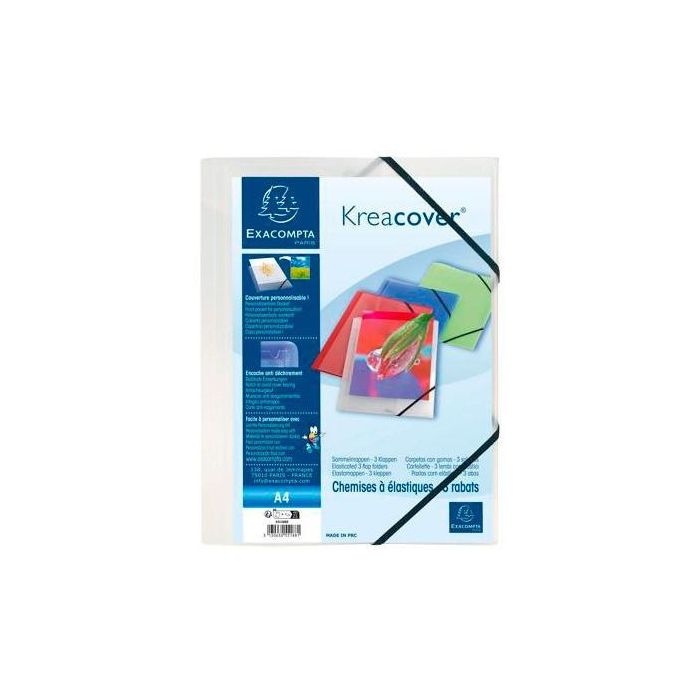 Exacompta Carpeta Con Gomas Kreacover 3 Solapas A4 Polipropileno Translúcido Incoloro (Set de 25) (Set de 25)