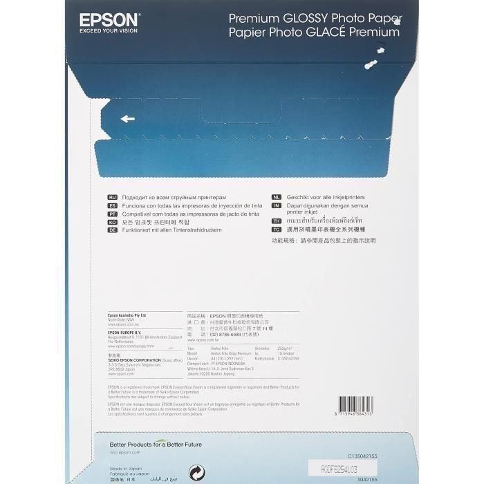 Epson Papel Premium Glossy Photo 255 gr, A4, 15h. Promocion 2x1 2 Epson Papel Premium Glossy Photo 255 gr, A4, 15h. Promocion 2x1 2