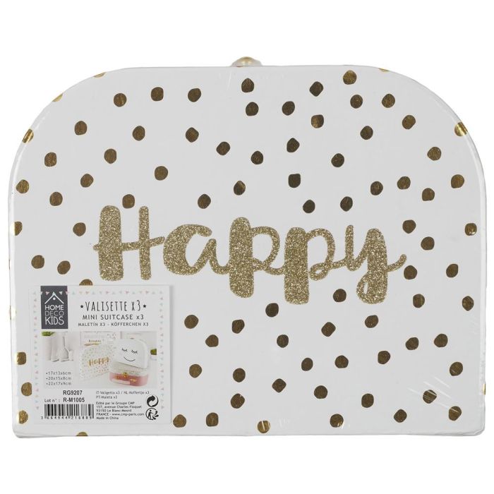 Home Deco Kids Juego de 3 Maletas de Cartón para Niños con Estampados y Asa de Transporte 1