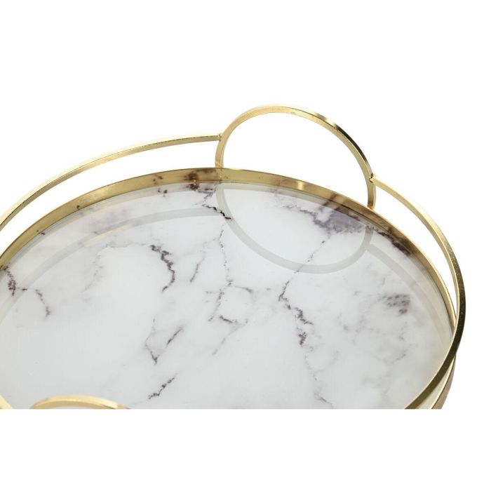 Bandeja Decoracion Moderno DKD Home Decor Dorado Blanco 30 x 6 x 30 cm Set de 2 2 Bandeja Decoracion Moderno DKD Home Decor Dorado Blanco 30 x 6 x 30 cm Set de 2 2