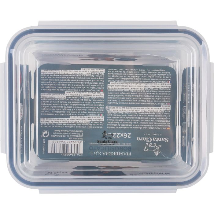 Santa Clara Fiambrera Rectangular con Tapa Hermética 26 x 22 cm (3 Unidades) 3