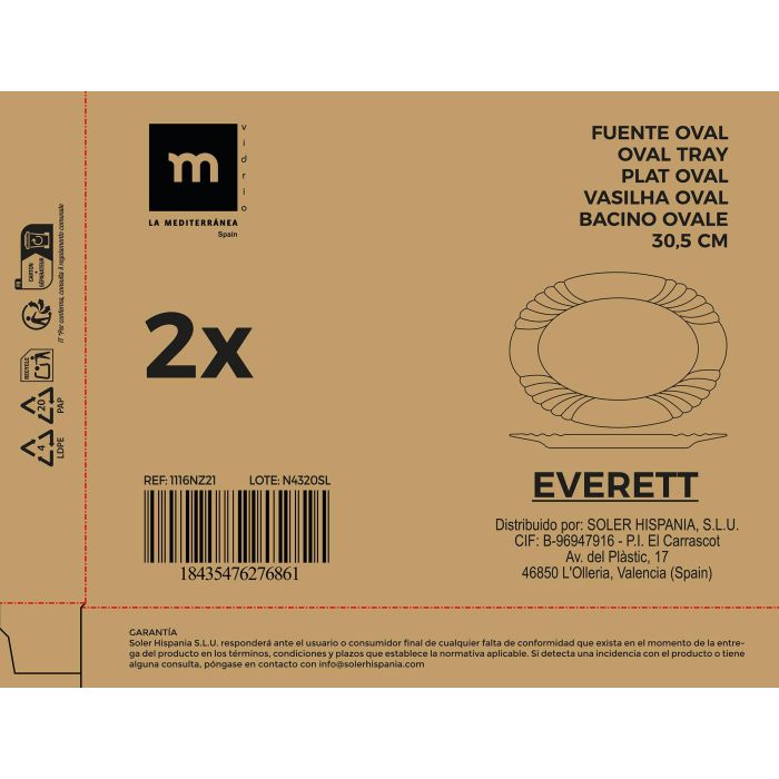 Fuente Oval Everett 30.5 cm Opal - La Mediterranea (12 Unidades) 1 Fuente Oval Everett 30.5 cm Opal - La Mediterranea (12 Unidades) 1