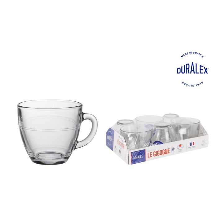 Duralex Set de 6 Tazas Transparentes con Asa 22 cl Colección Gigogne (12 Cajas)
