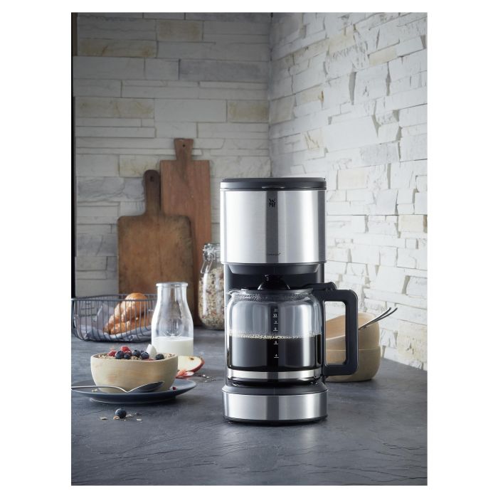 WMF 0412150011 Stelio Cafetera de Filtro 1.25L, 1000W, Negra/Acero Inoxidable, Semi-Automática con Jarra y Plato Caliente 6