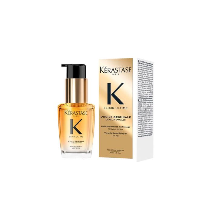 Kerastase Elixir Ultime Aceite Sin Enjuague 30 ml, Hidratación Profunda, Protección Térmica 230°C, Control Frizz, Brillo 48h 1