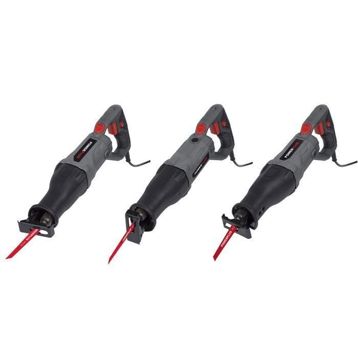 Powerplus POWE30030 Sierra de mano 710 W con mango giratorio, velocidad variable 2800 rpm, cambio rápido de hoja y 2 cuchillas 2