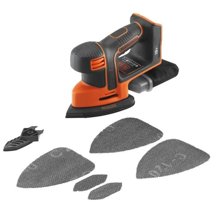 Black + Decker Lijadora de Ratón BDCDS18N-XJ - 18 V - Compacta y Potente para Acabados y Lugares Difíciles 1 Black + Decker Lijadora de Ratón BDCDS18N-XJ - 18 V - Compacta y Potente para Acabados y Lugares Difíciles 1