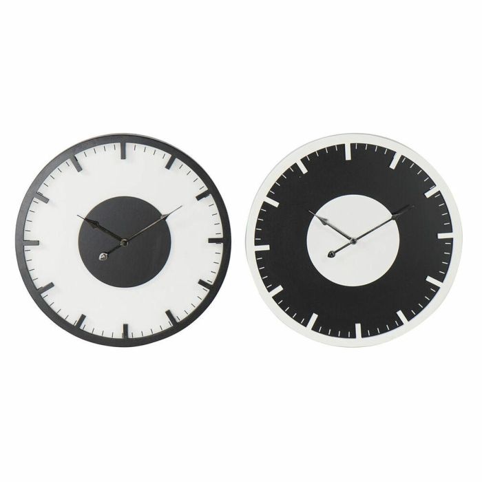 Reloj Pared Vintage DKD Home Decor Negro Blanco 3.5 x 50 x 50 cm (2 Unidades)