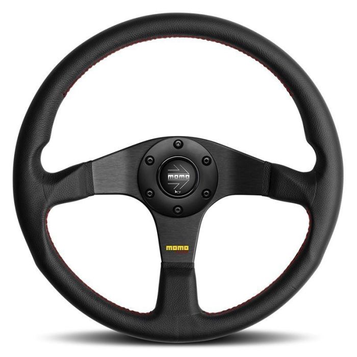 Momo MOMVTUNERBLK35R Volante Deportivo Tuner de 350mm en Piel Negra con Costura Roja