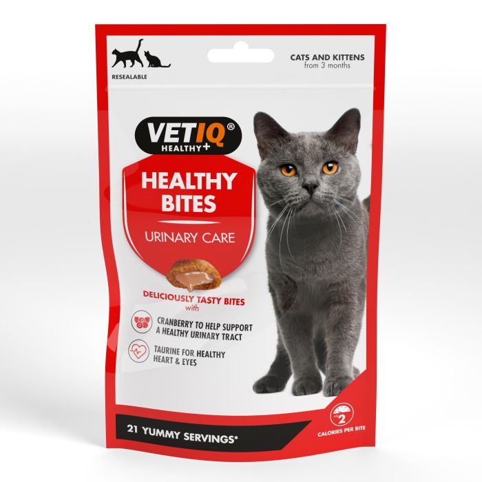 Vetiq Healthy Bites Urinary Care Snacks Funcionales para Gatos de Interior - Salud Urinaria e Inmunológica, Sin Trigo 50 gr