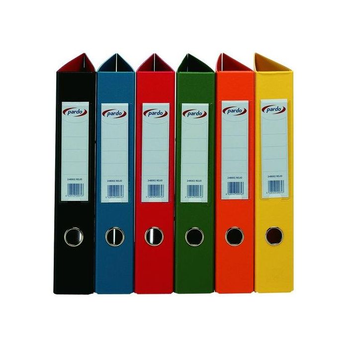 Pardo Archivador de Palanca Folio Plástico Negro 2 Anillas de 70 mm Lomo 80 mm Extracompacto para Oficina