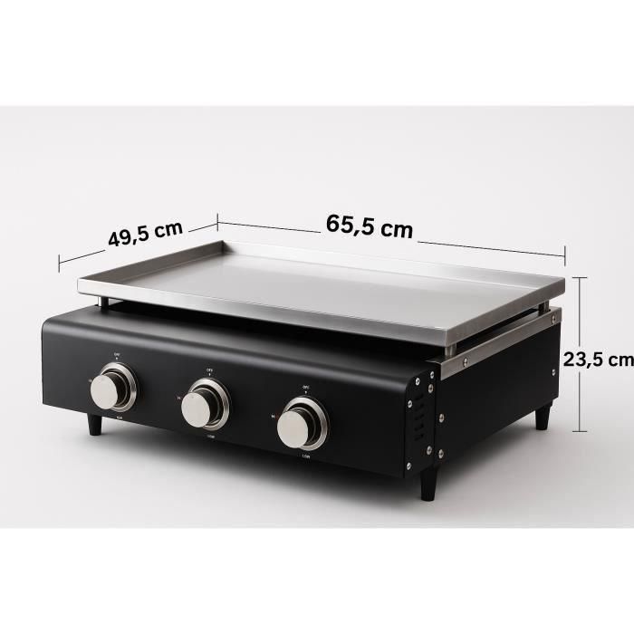 Cookingbox 9760182 Plancha de Gas CUENCA 3 Quemadores con Tapa 65x50x23 cm Negra 2