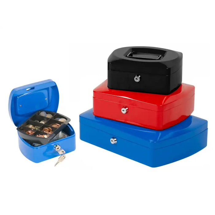 Q-connect Caja Fuertes 6' 152x115x80 mm Azul Con Portamonedas Y Clasificador 2