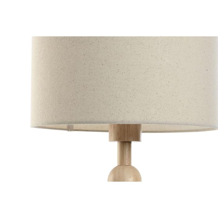 DKD Home Decor Lámpara de Sobremesa Urban de Madera Hevea y Lino Marrón Beige con Detalle de Bolas, 32x32x56 cm E27 5 DKD Home Decor Lámpara de Sobremesa Urban de Madera Hevea y Lino Marrón Beige con Detalle de Bolas, 32x32x56 cm E27 5