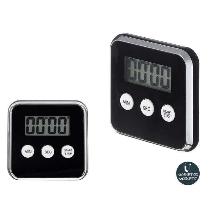 Kinvara Reloj Digital Cocina con Imán Negro 8x8x2 cm (Set de 24)
