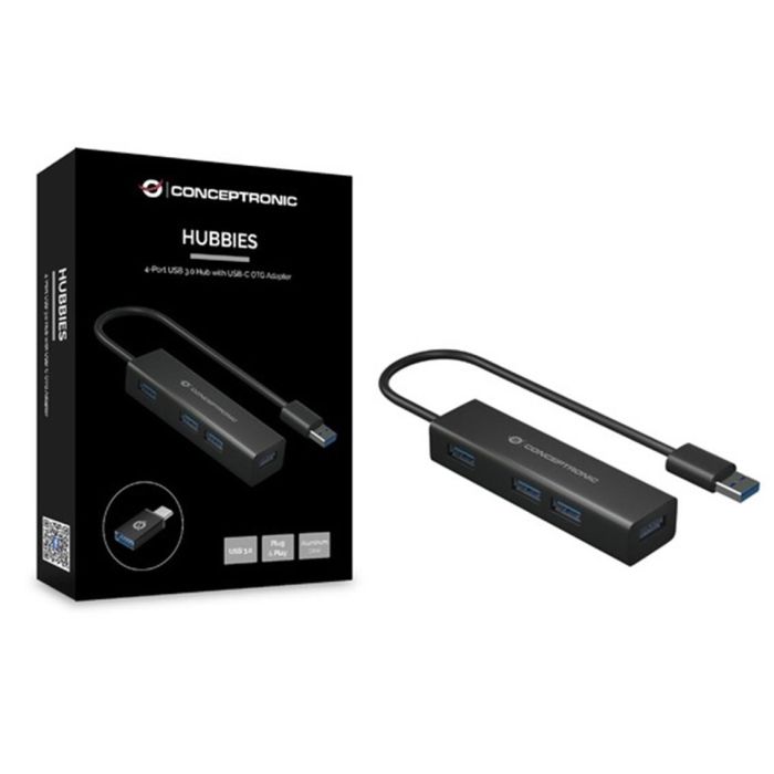 Conceptronic Hubbies06B 4 Hub USB 3.0 de 4 Puertos 5000 Mbit/s Negro 1