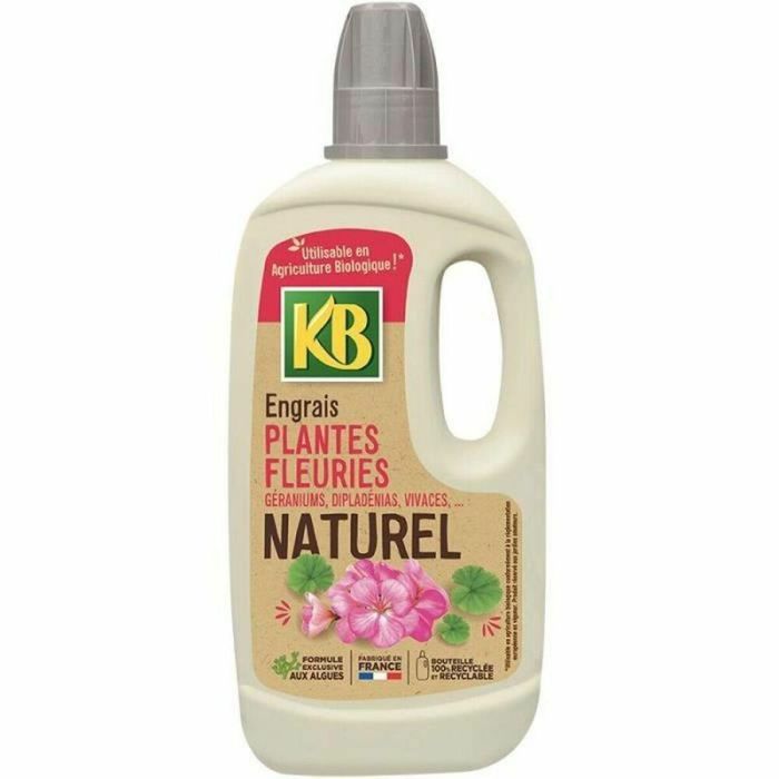 KB Fertilizante Líquido Natural para Plantas con Flores (Geranios, Dipladenias, Petunias) con Algas Marinas 1L. Agricultura Ecológica.