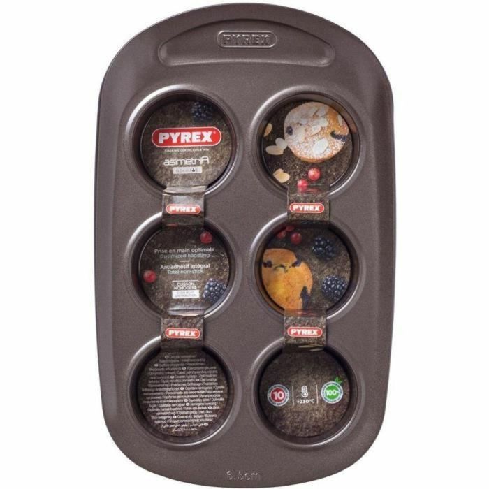 Pyrex 1452001 Molde para Muffins Redondo Acero al Carbono Antiadherente 6 Cavidades 16 Pyrex 1452001 Molde para Muffins Redondo Acero al Carbono Antiadherente 6 Cavidades 16