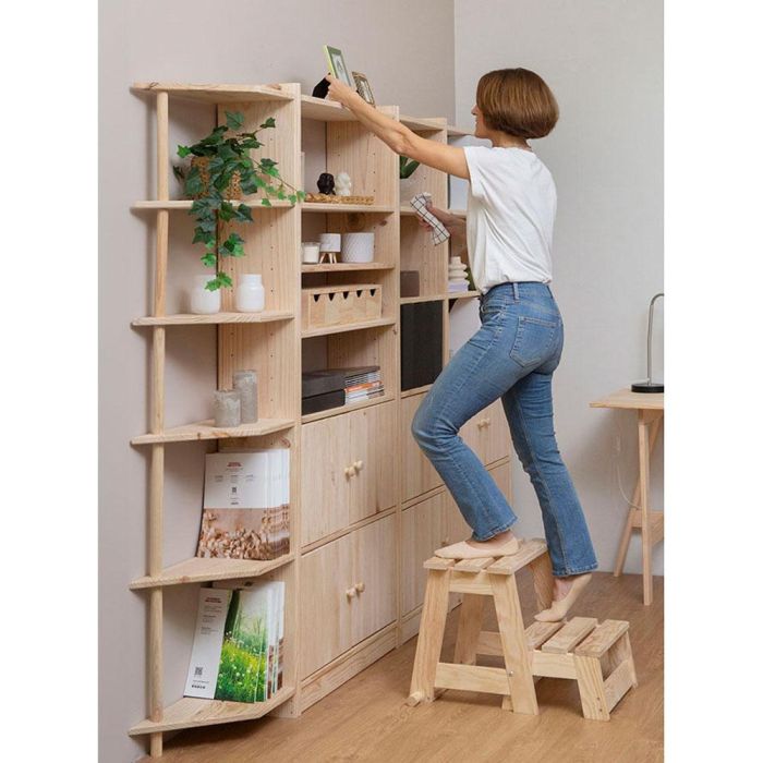 Astigarraga Escalera taburete de madera de pino, 2 peldaños, soporta hasta 100 kg 6
