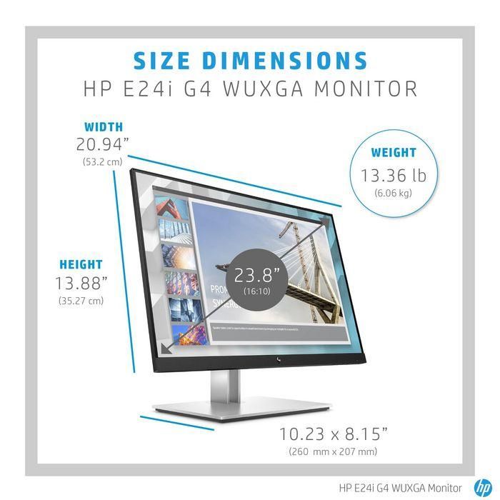 HP 61.0cm (24") WUXGA 1920 x 1200 IPS, 16:10, 250cd/m², 5ms, 178°/178°, 1000:1 8 HP 61.0cm (24") WUXGA 1920 x 1200 IPS, 16:10, 250cd/m², 5ms, 178°/178°, 1000:1 8