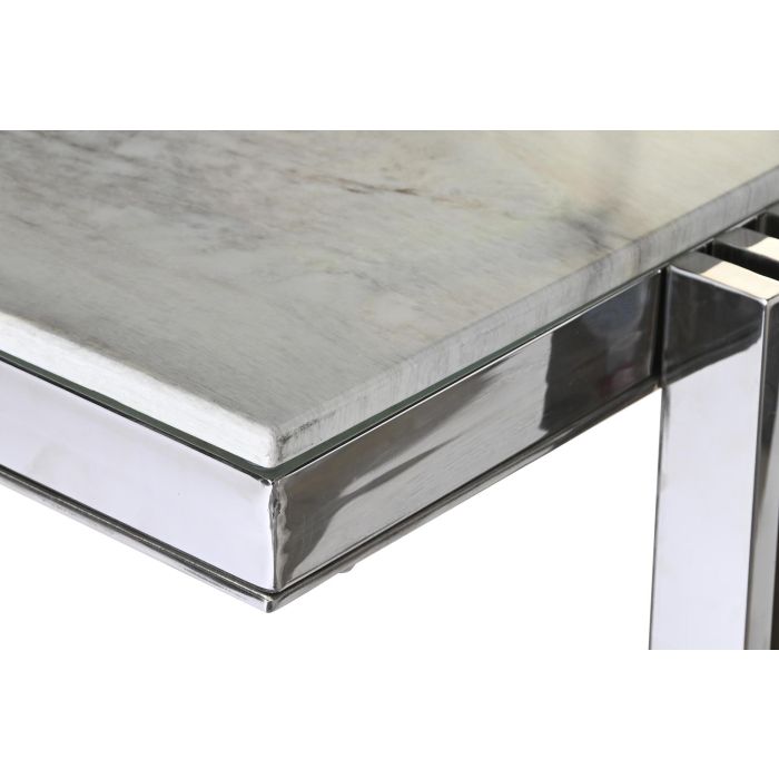 DKD Home Decor Mesa Comedor Moderna Plateado Blanco, Fabricada en Acero y Cristal, 180 cm Ancho, 90 cm Largo, 76 cm Alto 2