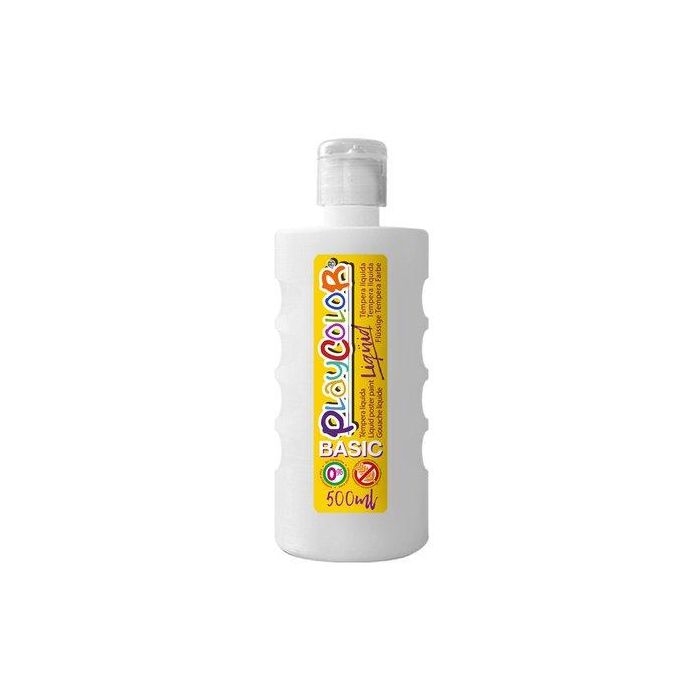 Tempera Playcolor Liqüid Liquida 500 Ml (Botella) Blanco 6 unidades