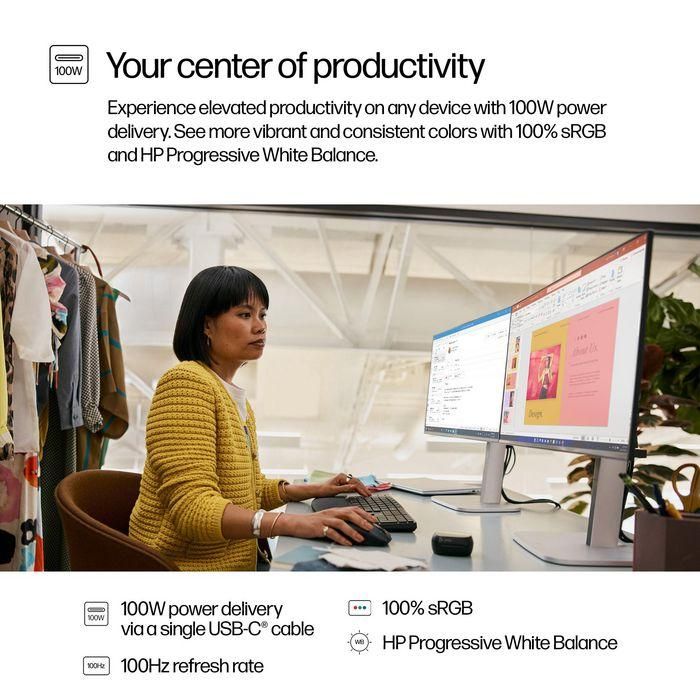 HP 524pu Monitor Series 5 Pro 23.8" FHD USB-C con Power Delivery 100W para PC y Periféricos 3