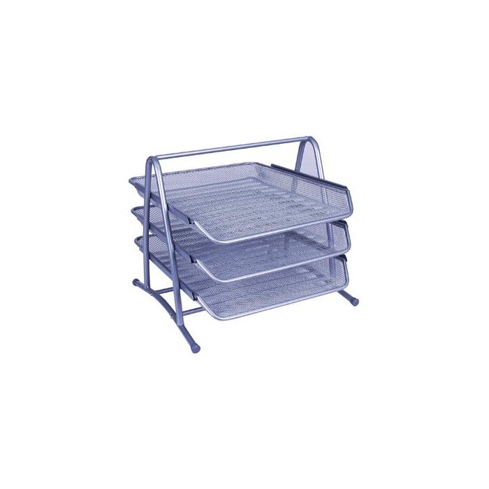 Bandeja Sobremesa Metalica Q-Connect Kf00822 Rejilla Plata 3 Bandejas Movibles 350x278x275 mm