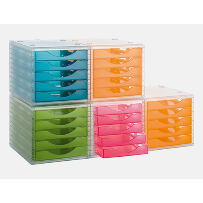Archivo 2000 Fichero Cajones Sobremesa 5 Cajones Naranja Mandarina Translucido 340x270x260 mm 3