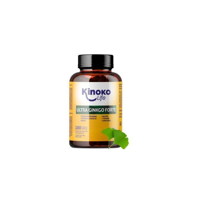 KINOKO LIFE Ultra Ginkgo Forte con Bacopa, Fosfatidilserina y Melena de León para Memoria y Concentración, 180 Cápsulas